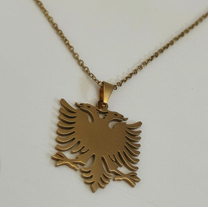 Gold Albanian Eagle Pendant on chain