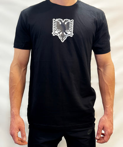 Black tee - White outlined Albanian Eagle