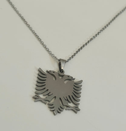 Silver Albanian Eagle Pendant on chain