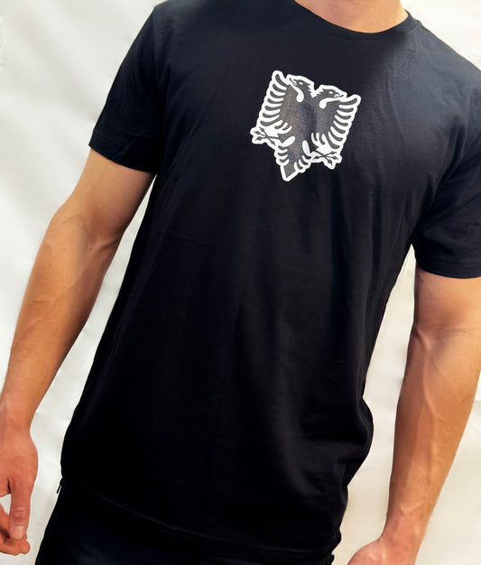 Black tee - White outlined Albanian Eagle